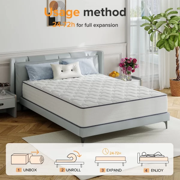 10 Inch Queen Mattress,Hybrid Mattress in a Box with Gel Memory Foam,Motion IsolationIndependent pocket spring,Pressure Relief,Medium Firm Support