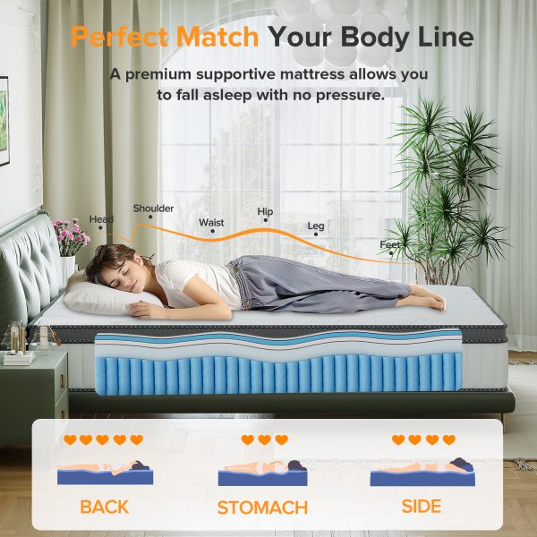 12 Inch Queen Size Mattress Hybrid Memory Foam Pocket Spring Mattress in A Box CertiPUR-US Certified