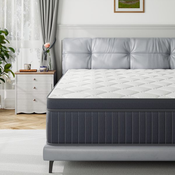 Twin Mattress, Babo Care 8 Inch Cooling-Gel Memory Foam and Individually Pocket Innerspring Hybrid Mattress, Queen Bed Mattress in a Box, CertiPUR-US Certified, Medium Queen Size Mattress