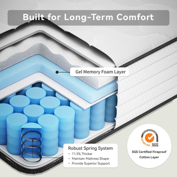Babo Care 8 inch Twin Size Hybrid Mattress,Individually Wrapped Pocket Coils Spring Mattress in a Box，Medium Firm,Pressure Relief,Breathable