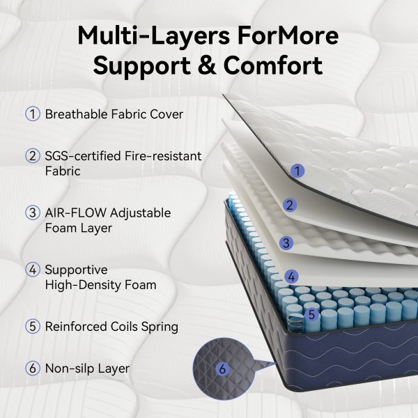 Babo Care Twin Mattress,10 Inch Hybrid Mattress,Memory Foam with Individually Pocket Springs,Medium-Firm Mattress in Box,CertiPUR-US,Anti-Static Fabric